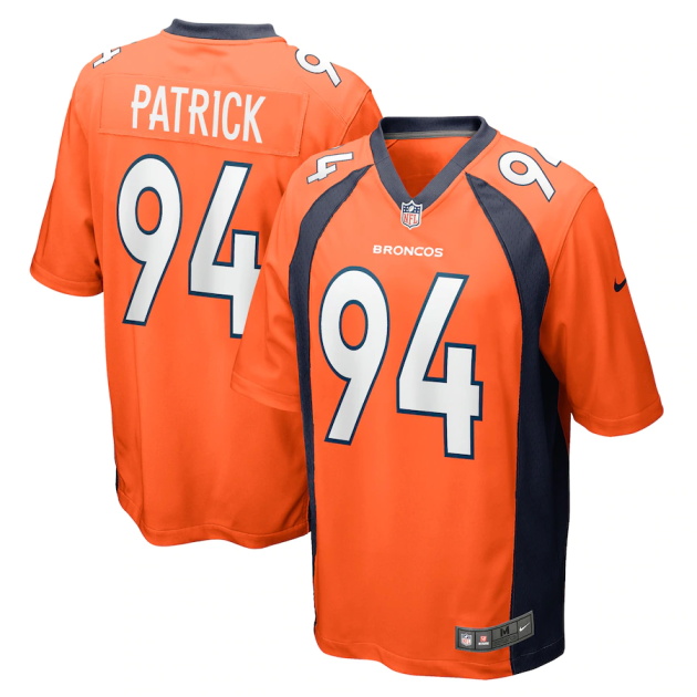 mens nike aaron patrick orange denver broncos game player jersey